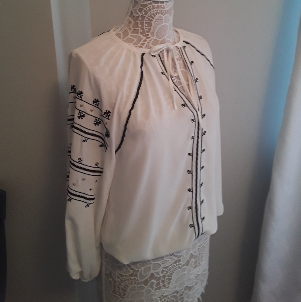 Boho Chic Embroidered Peasant Blouse